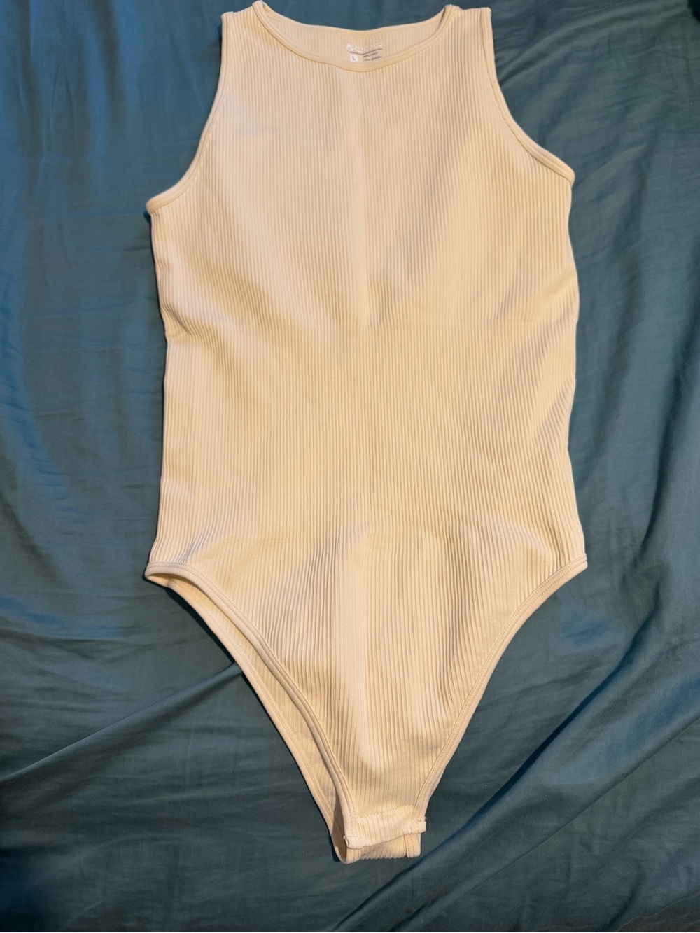 Ribbed Sleeveless Bodysuit in Cream